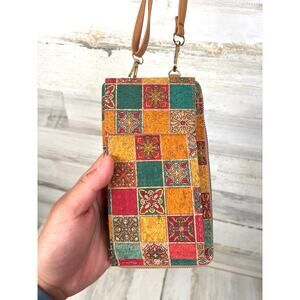 Unbranded Womens Multicolor Cork Crossbody Zip Wallet Pocket Boho Casual Bag